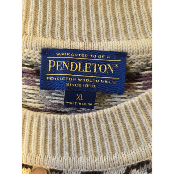 Pendleton Sweater Womens XL Argyle Pullover Cotton Button Detail Colorful - Picture 4 of 9